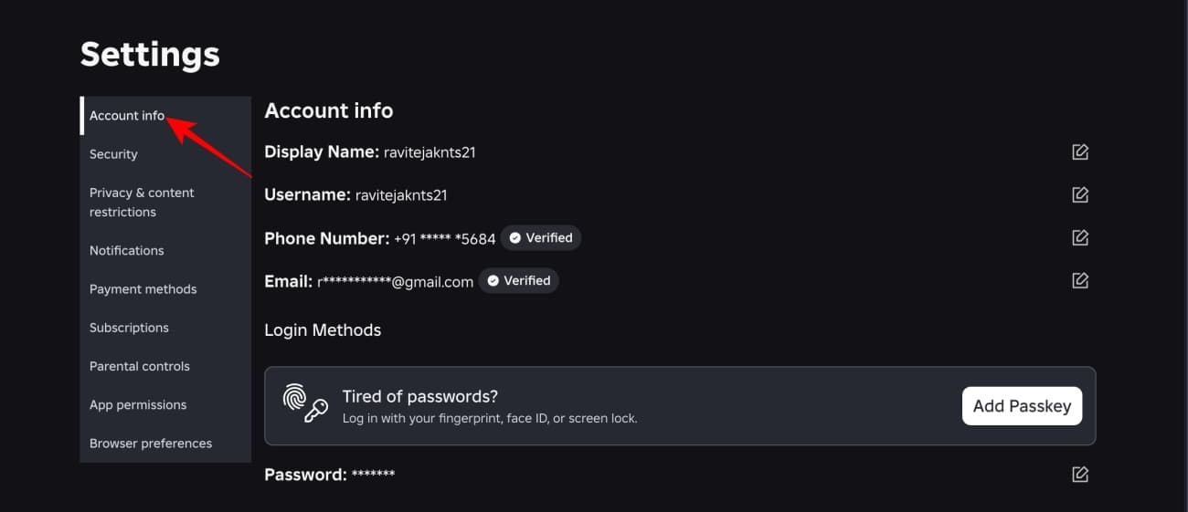 Select Account Info