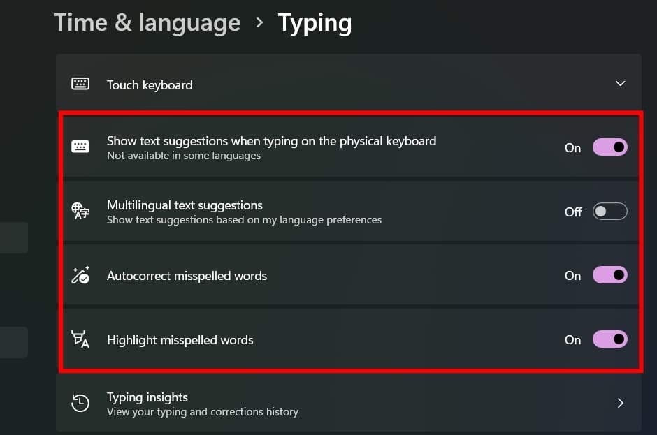 Toggle on any feature you want