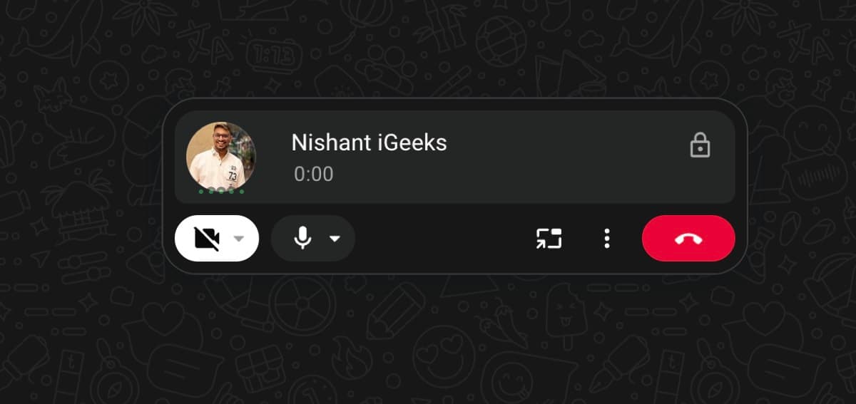 Audio and video call controls in WhatsApp Web.