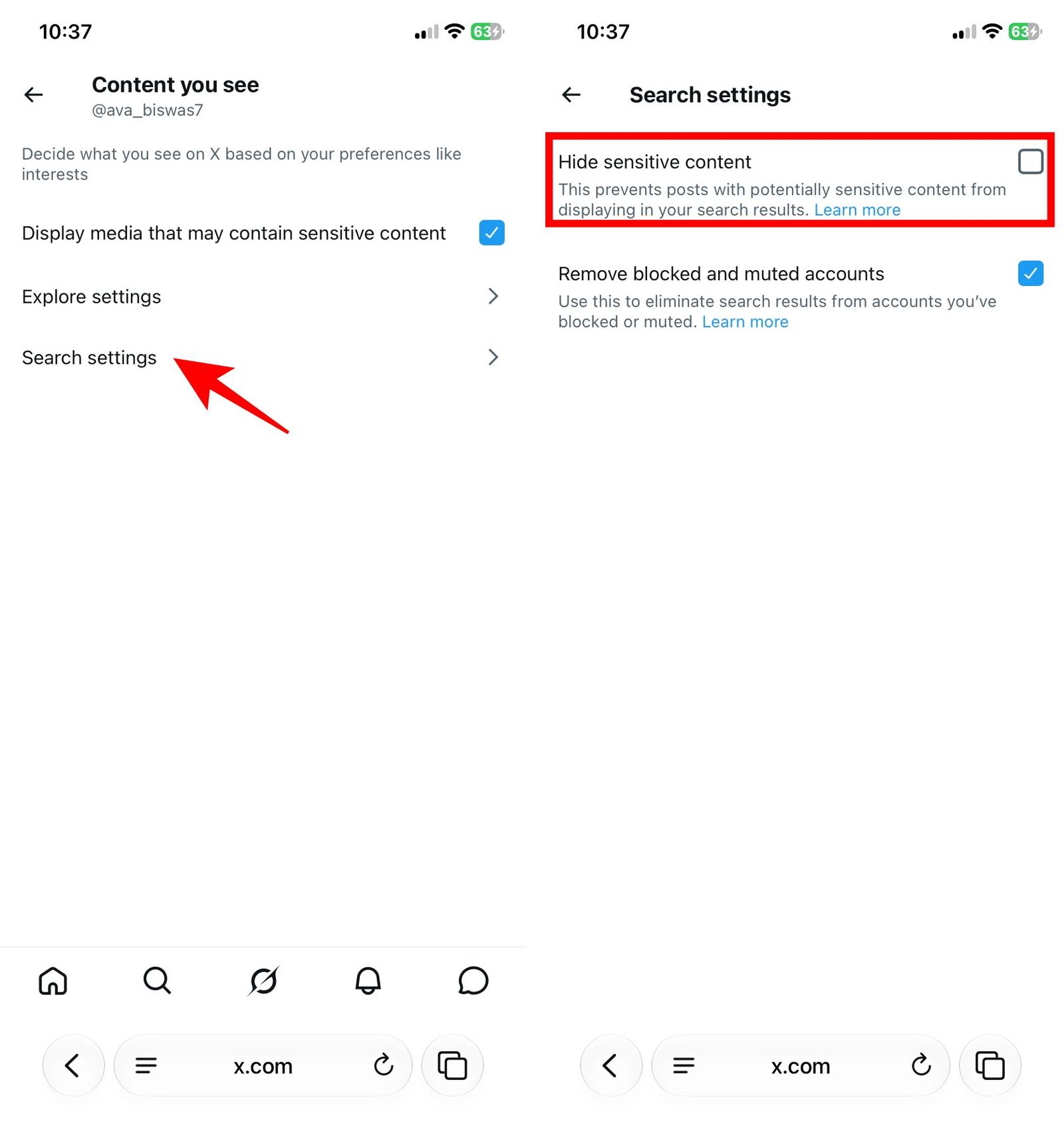 Enabling sensitive content in search results