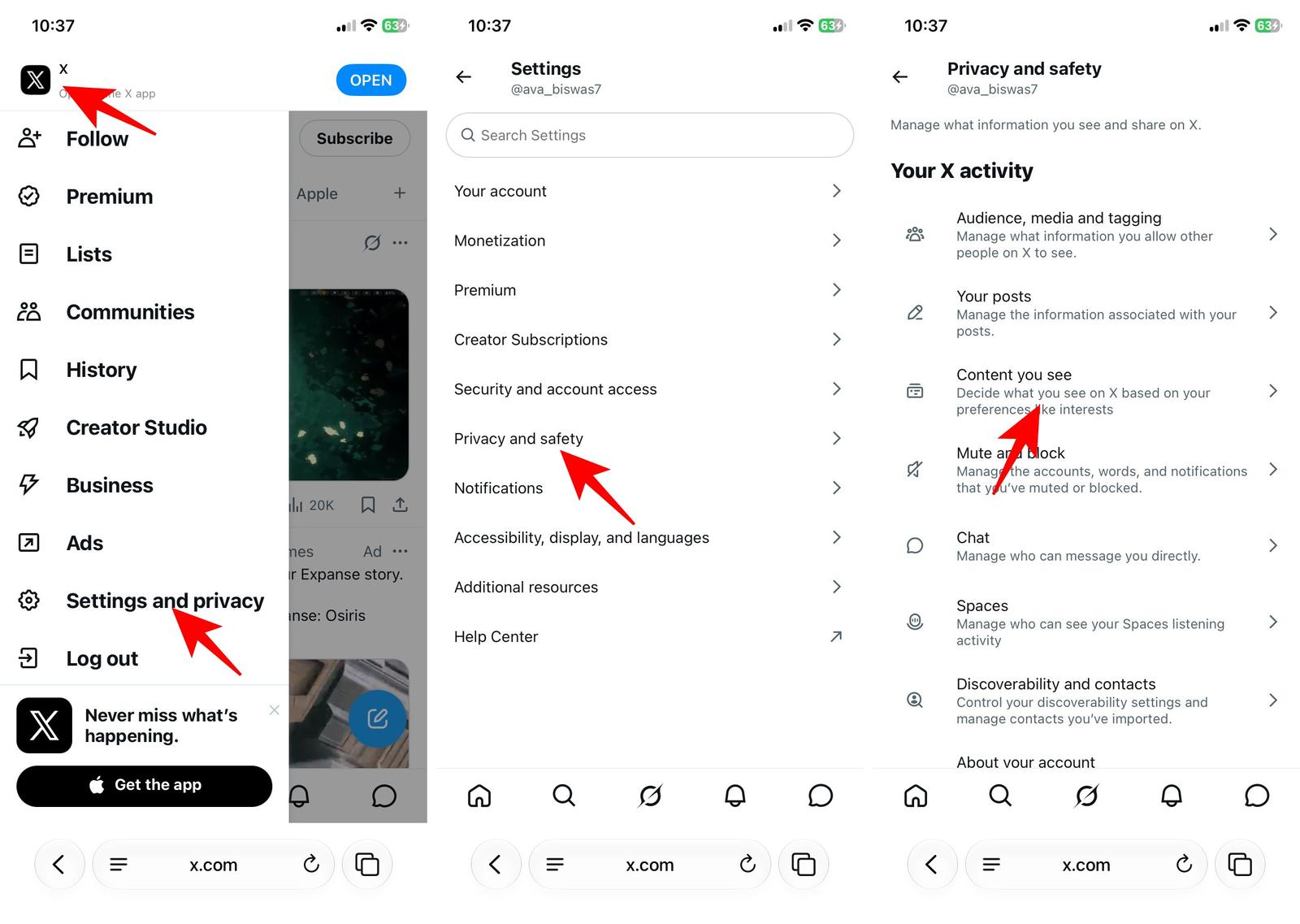 Managing content and sensitive media settings