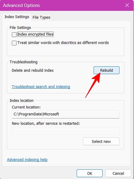 Rebuild the Search Index when the search