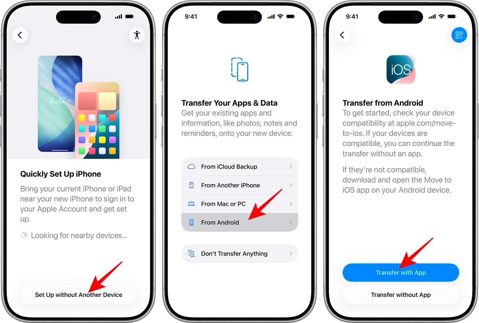 Transfer data from Android to iPhone with Move to iOS