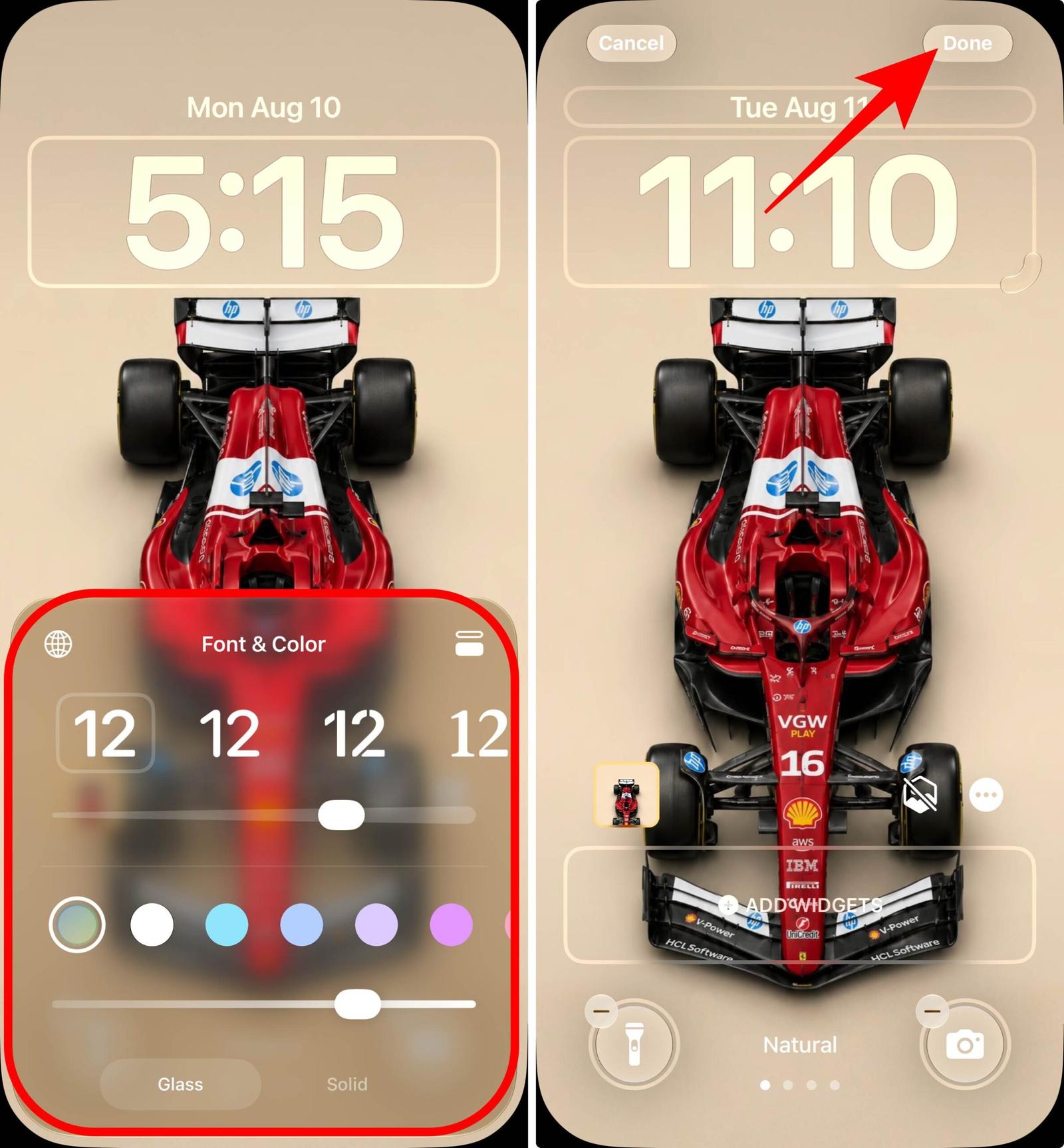 clock instantly shrinks feature in wallpapers