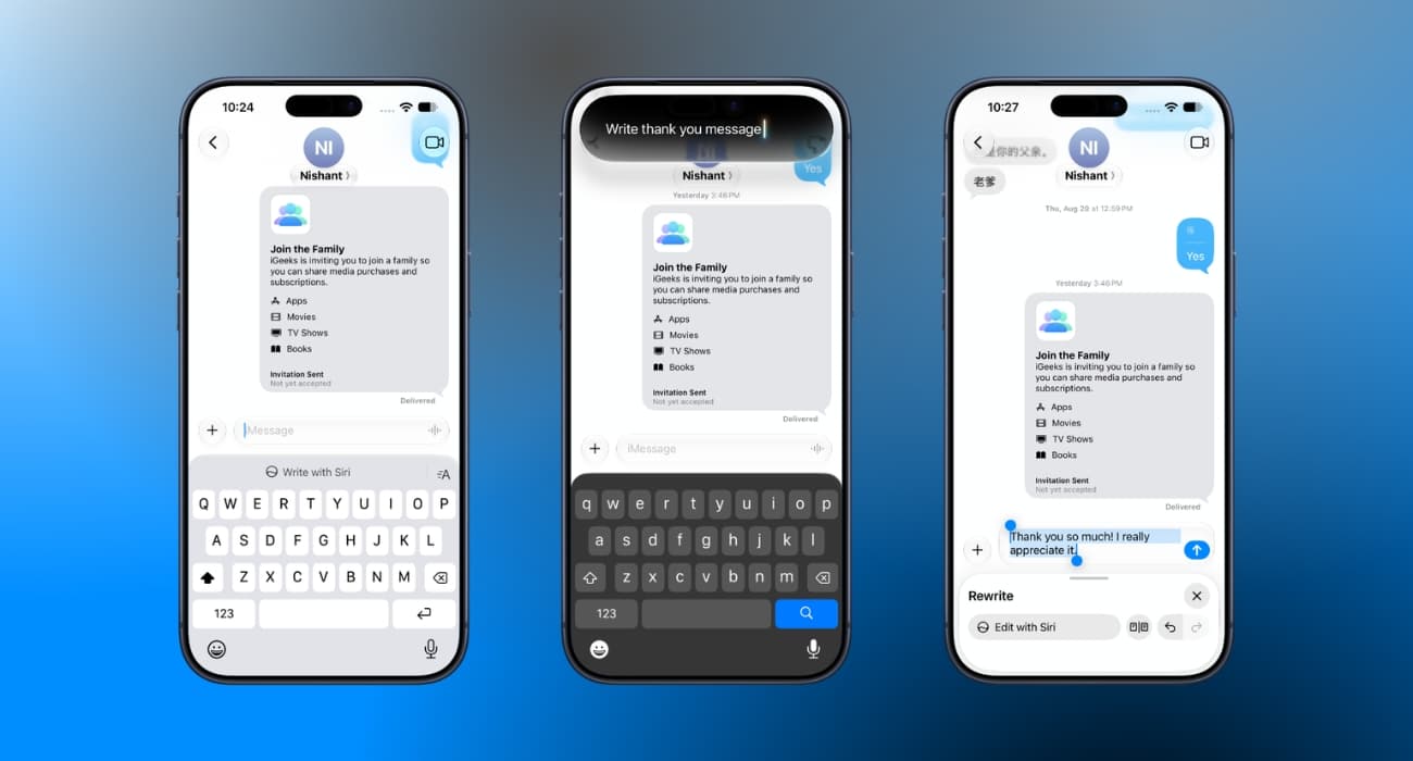 Asking Siri AI to write a message
