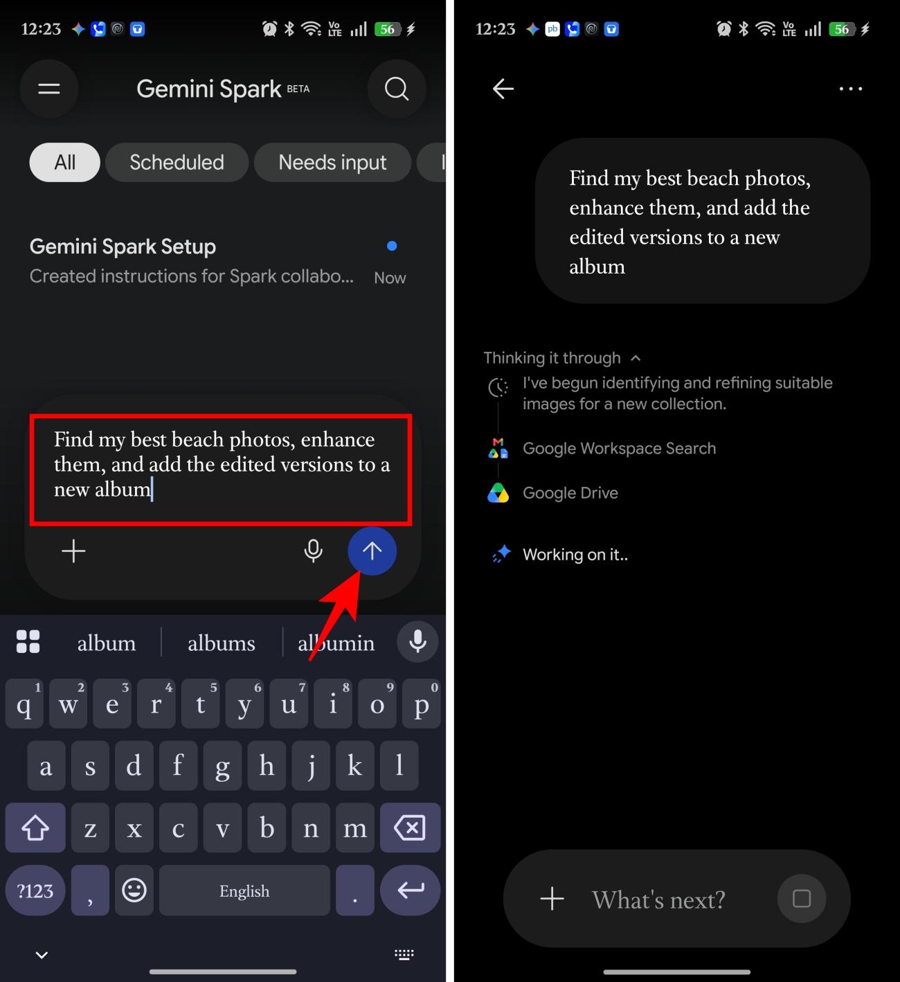 Enter prompt and Tap Summited