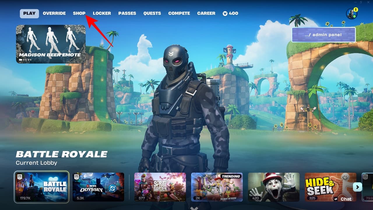 Homescreen fortnite