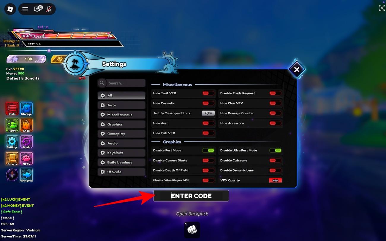 Paste the working code into the code box
