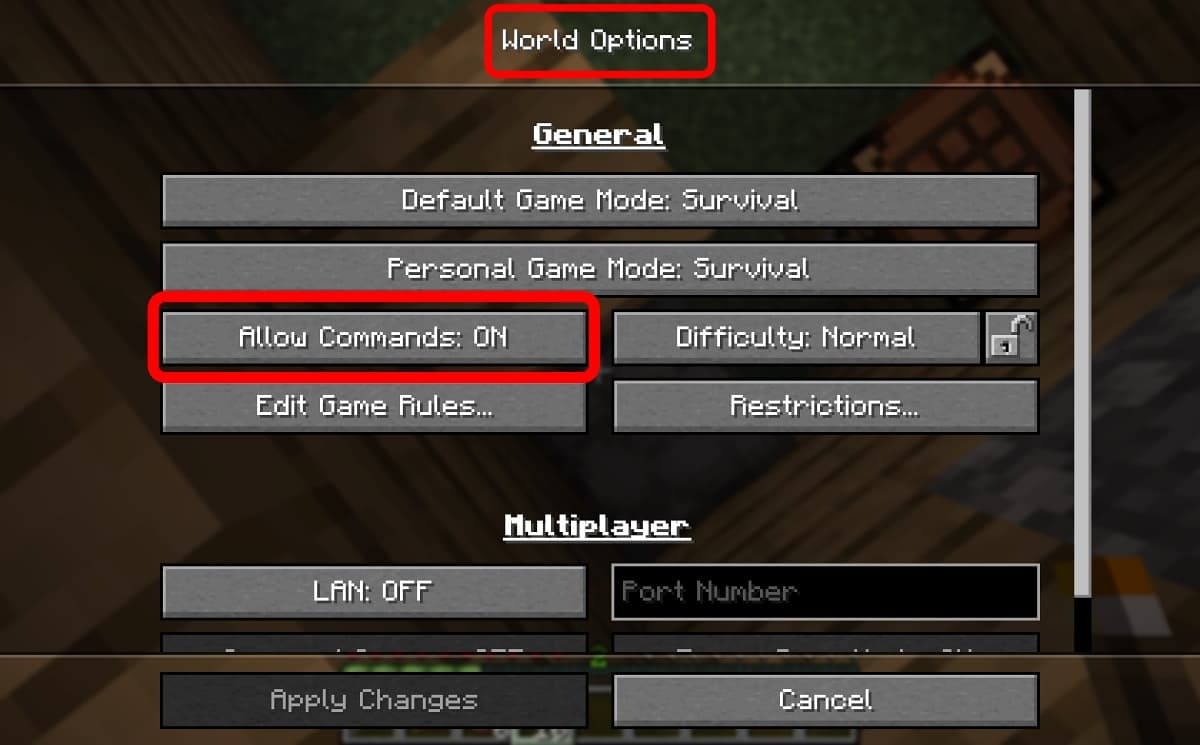 Change gamemode in Minecraft