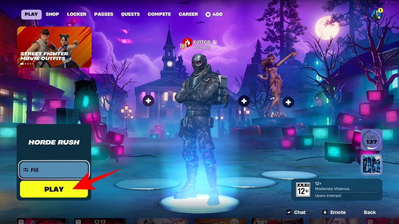 Click Play button to start loading Horde Rush