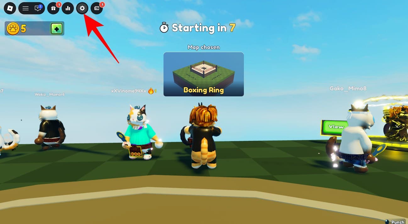 Click on the gear icon