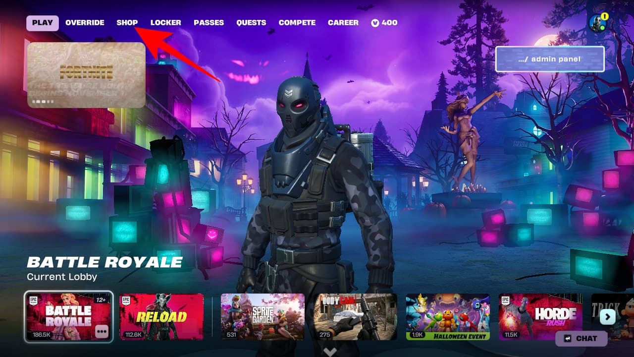 Open The Shop Tab in Fortnite