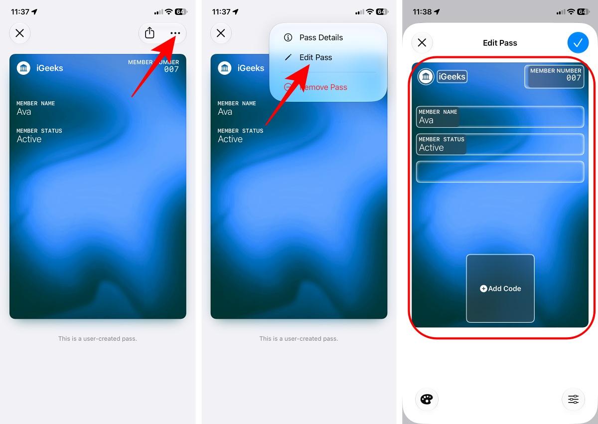Open Wallet and select the custom pass