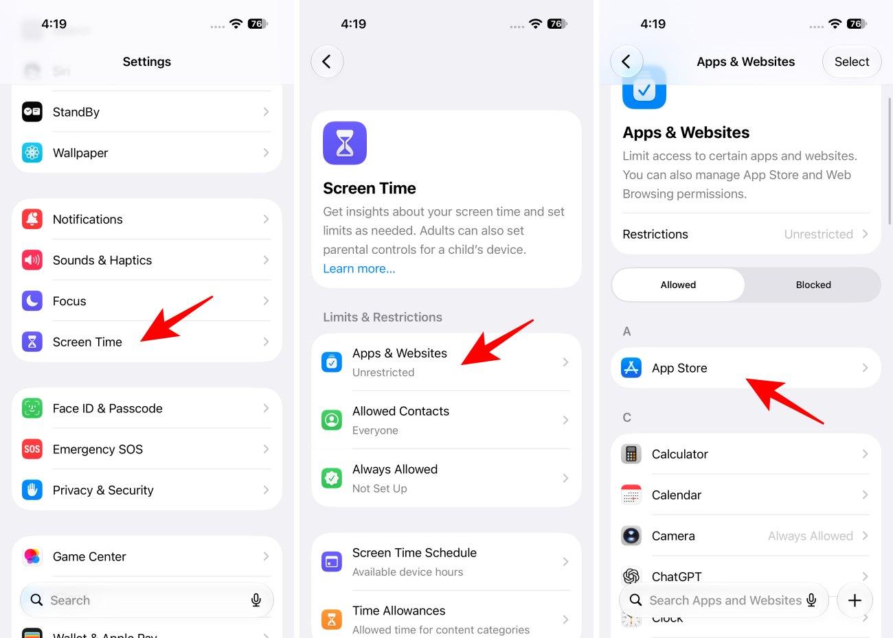 Open the Settings app then Screen Time