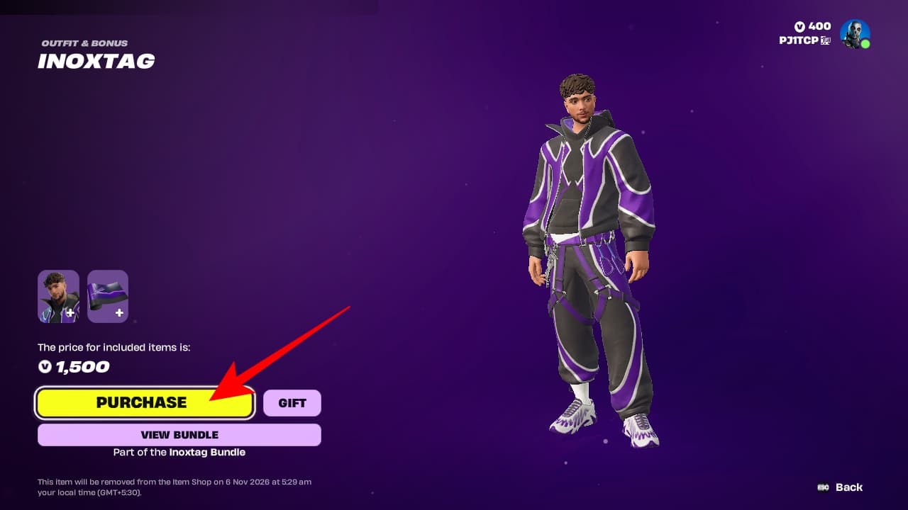 Purchase Inoxtag skin in Fortnite