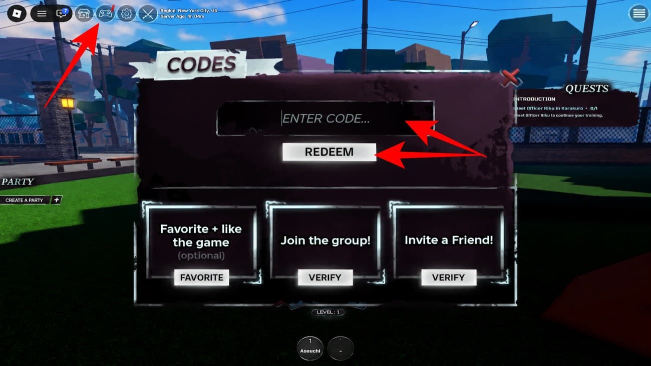 Redeem Hollow codes in Roblox