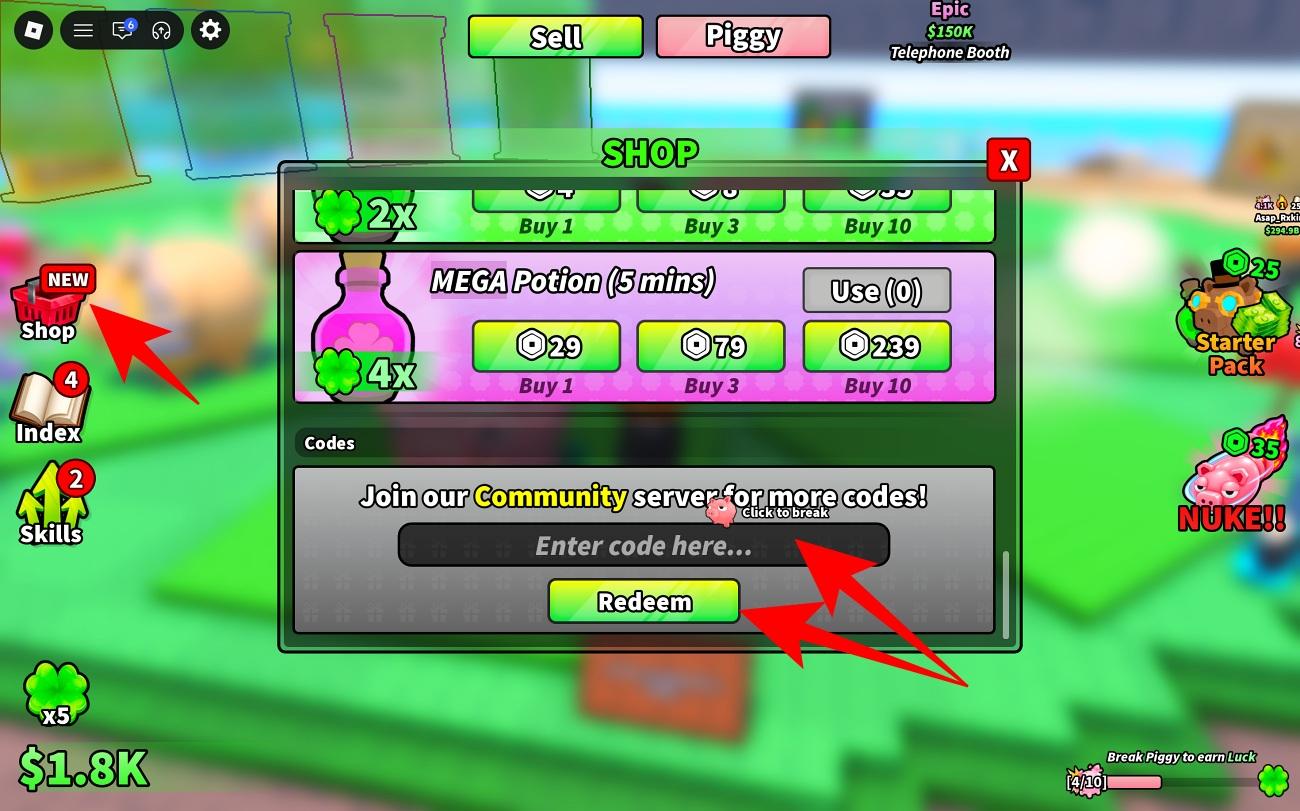 Redeem Smash a Piggy codes in Roblox