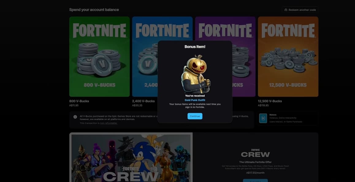 Redeem a Fortnite Gift Card