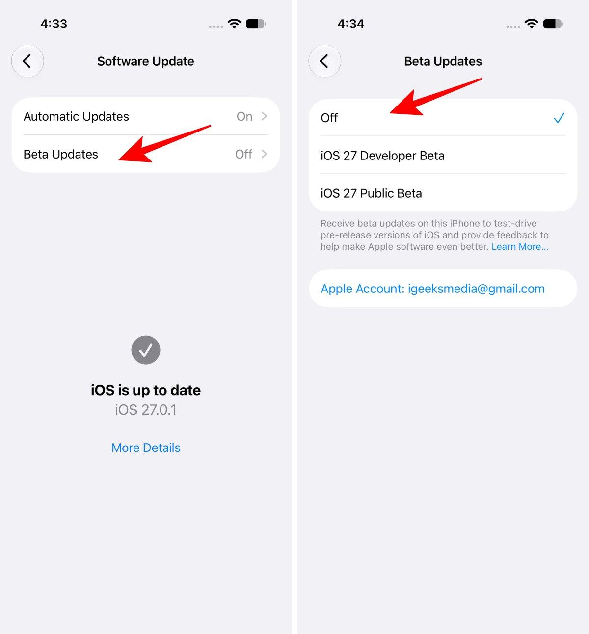 Remove iOS 27 Beta