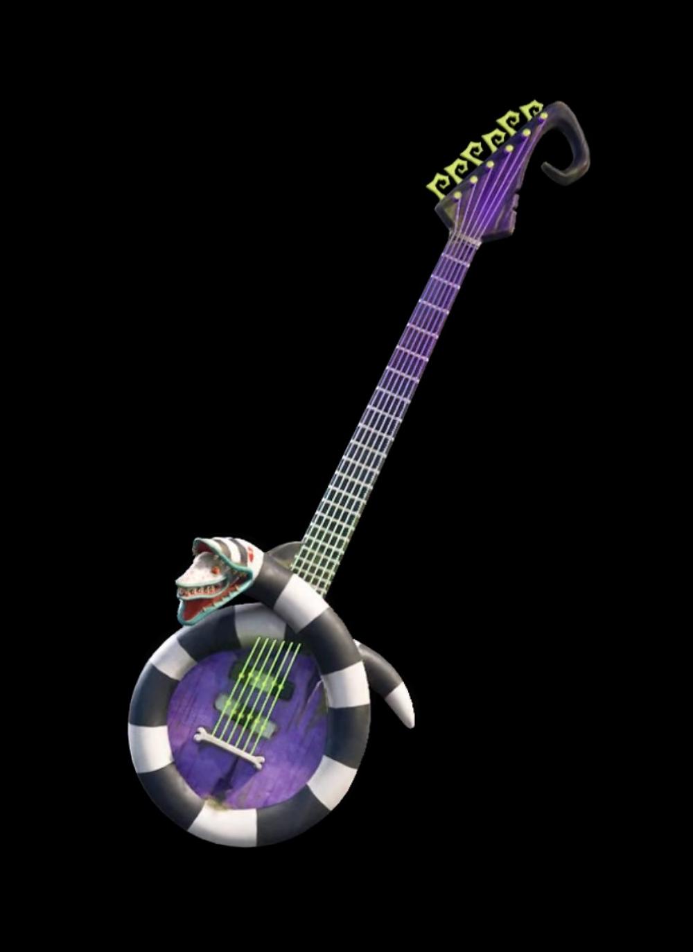 Six-stringed Sandworm pickaxe and back bling