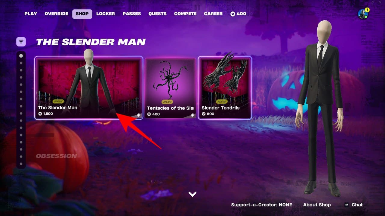 Slender Man section Fortnite