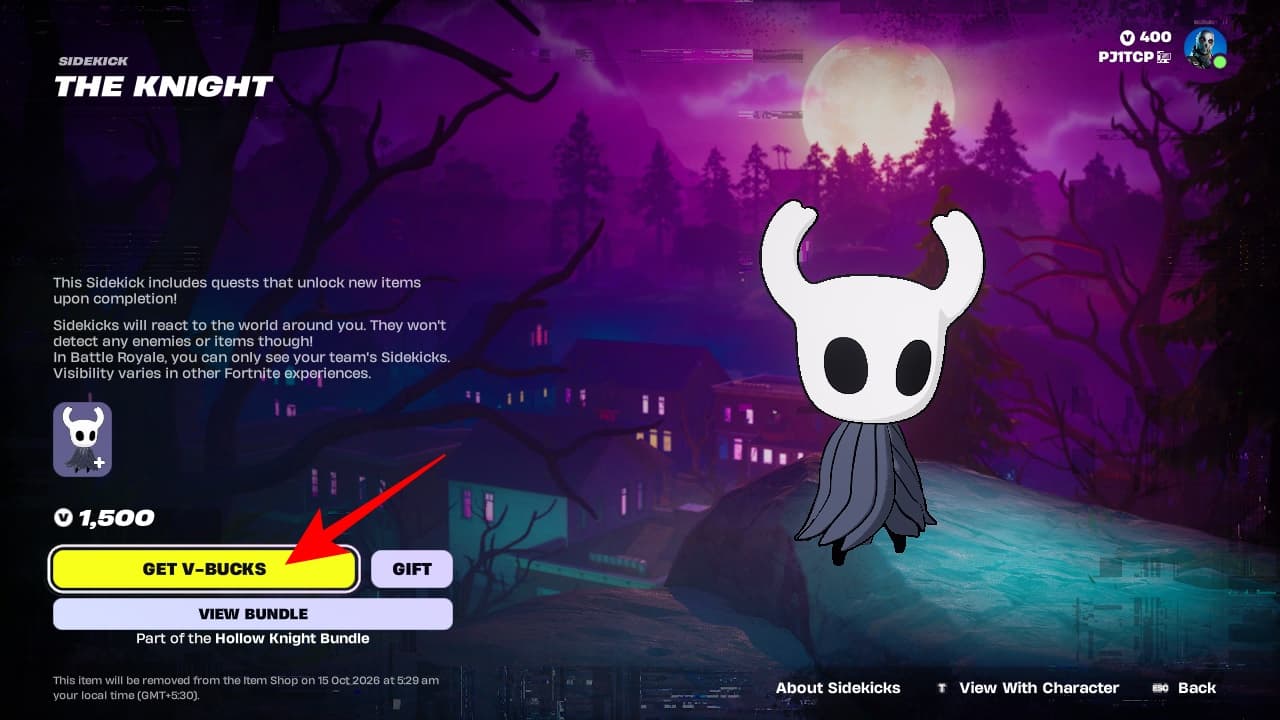 The Knight Purchase Screen Fortnite