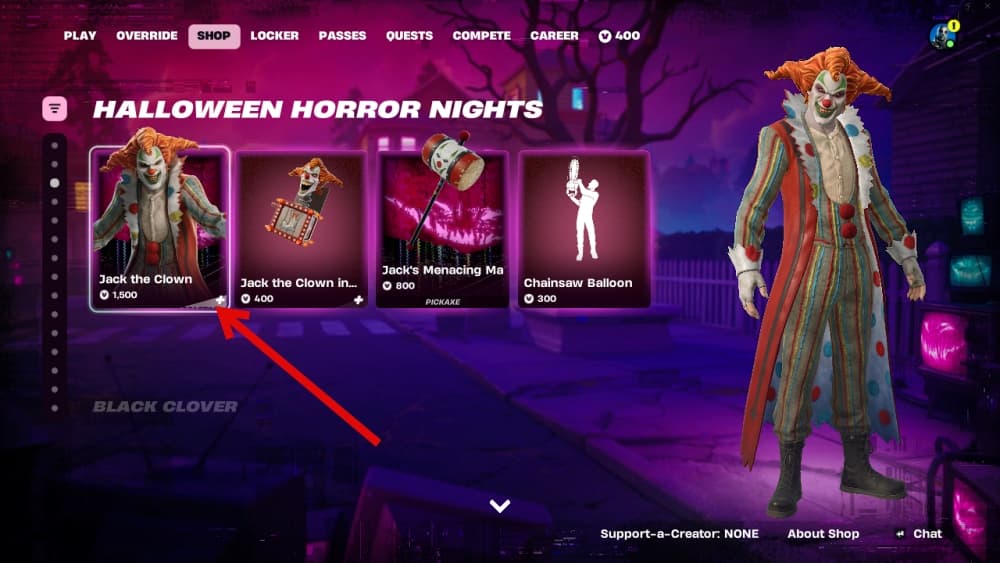 halloween horror nights section item shop fortnite