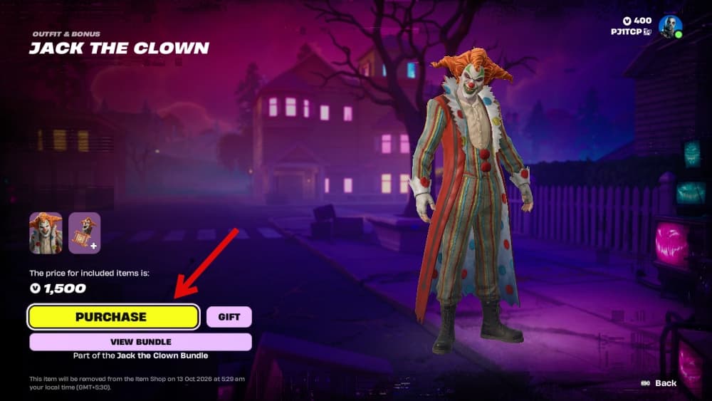 jack the clown purchase screen item shop fortnite