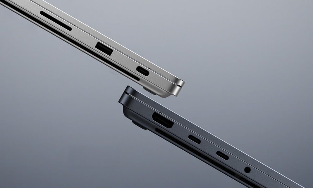 Close-up of the Surface Laptop Ultra's USB-C, HDMI, USB-A, and audio connections.