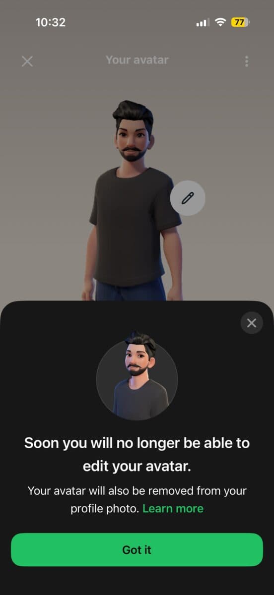 you will no longer be able to edit your avatar on whatsapp