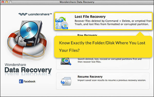 Recover lost files using Wondershare data recovery for Mac