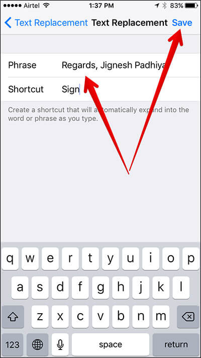 Add Signature in Message App on iPhone