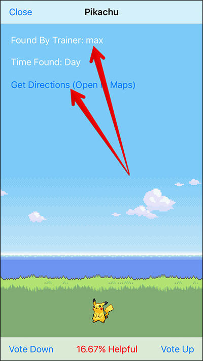 Get Direction to Pokemon using Poke Radar iPhone App