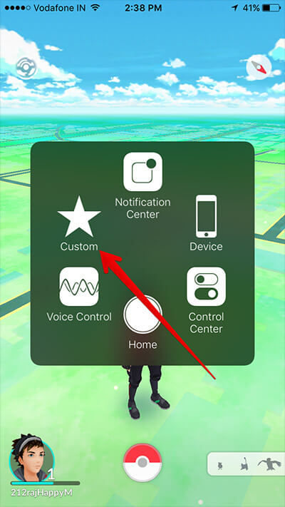 Tap on Custom in AssistiveTouch on iPhone