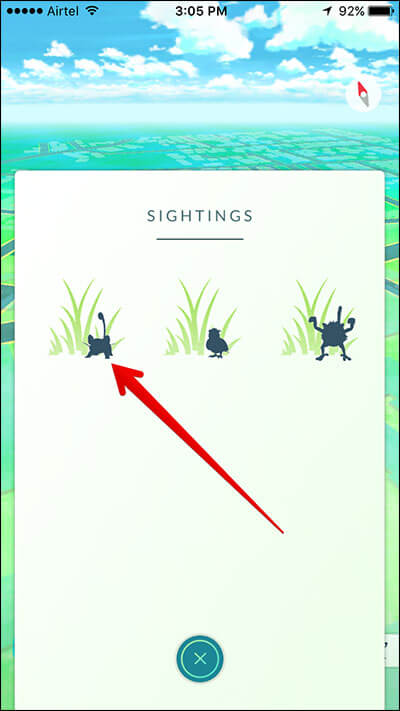Find Nearby Pokemon with Sightings Screen in Pokemon Go