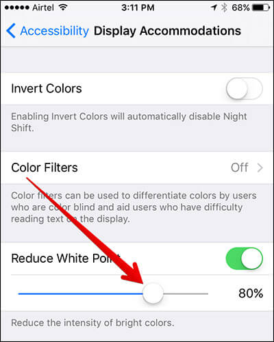 How to  Reduce White Point  in iOS 10 on iPhone or iPad - 18