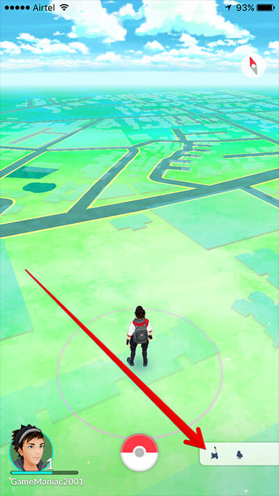 Tap on Small Gray Box in Pokemon Go on iPhone