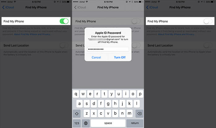 Turn Off Find My iPhone on your iDevice