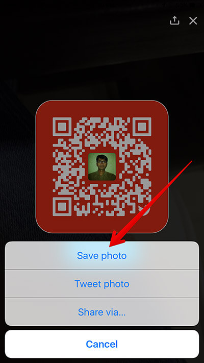 Save Twitter QR Code on iPhone