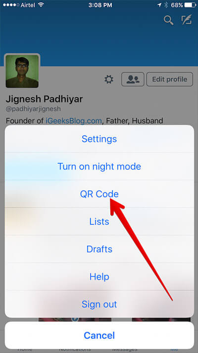 How to Use Twitter QR Code on iPhone - 61
