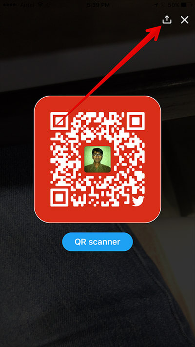 Tap on Share Icon in Twitter on iPhone