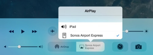 Tap AirPlay and select the AirPort Express