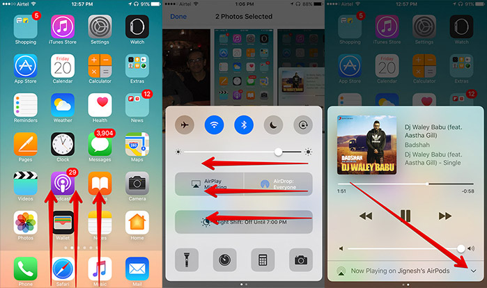 Open Music from Control Center on iPhone