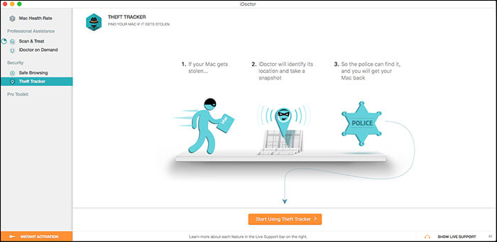 iDoctor for Mac Theft Tracker Feature