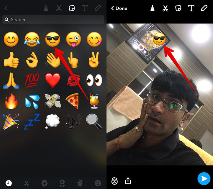 Add Emoji and Text to Photos on Snapchat on iPhone