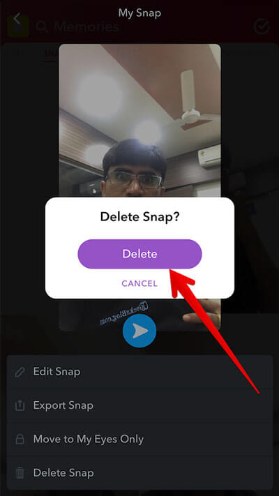 Delete Photo from Snapchat on iPhone