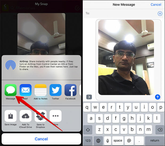 Share Snapchat Photos on Facebook Twitter and Messages on iPhone