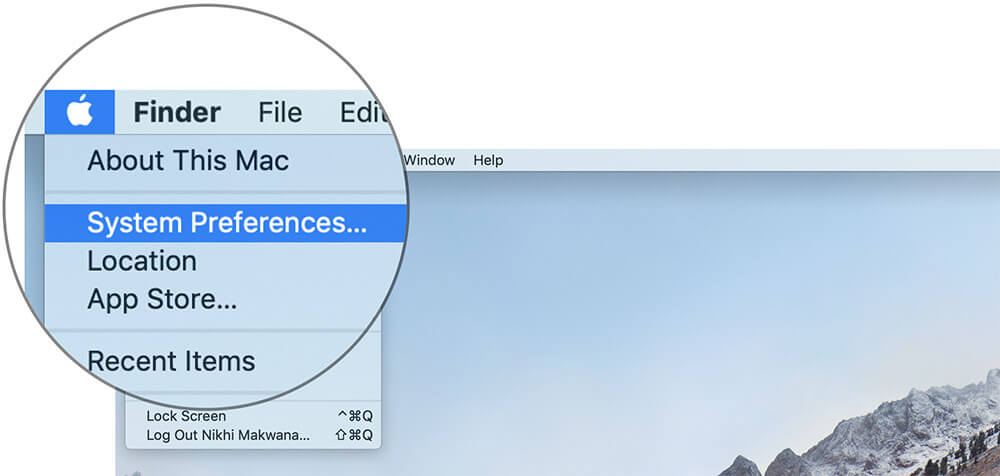 Click on System Preferences on Mac