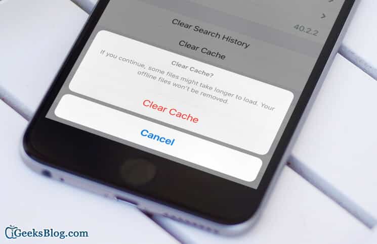 How to clear dropbox cache on iphone and ipad