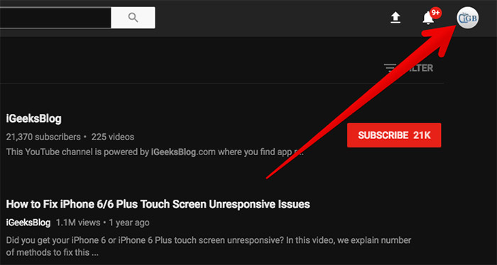Click again on profile icon in youtube Click Again on Profile Icon in YouTube